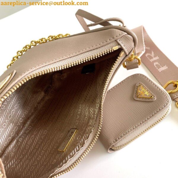 Replica Prada Re-Edition 2005 Shoulder Bag In Taupe Saffiano Leather 9