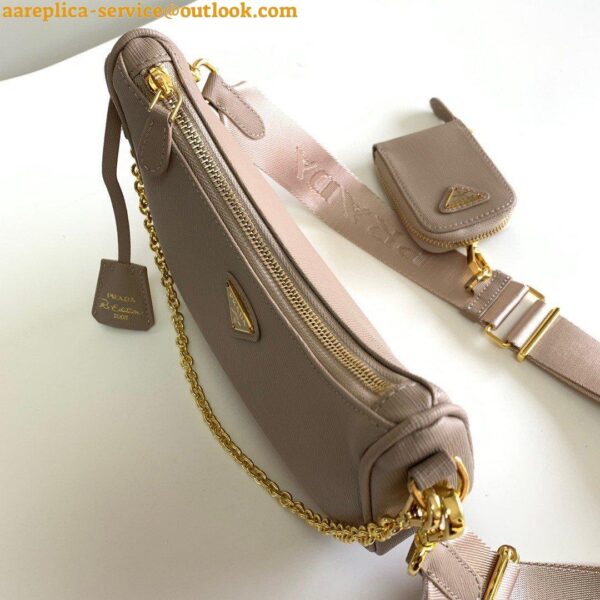 Replica Prada Re-Edition 2005 Shoulder Bag In Taupe Saffiano Leather 11