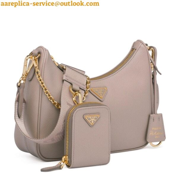 Replica Prada Re-Edition 2005 Shoulder Bag In Taupe Saffiano Leather 11