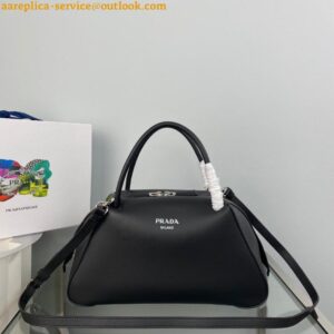 Replica Prada Supernova Medium Top Handle Bag In Black Leather