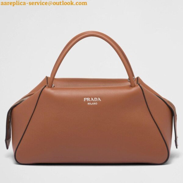 Replica Prada Supernova Medium Top Handle Bag In Brown Leather 8