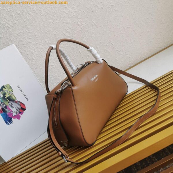 Replica Prada Supernova Medium Top Handle Bag In Brown Leather 9