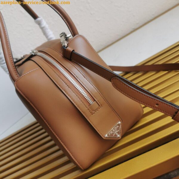 Replica Prada Supernova Medium Top Handle Bag In Brown Leather 10