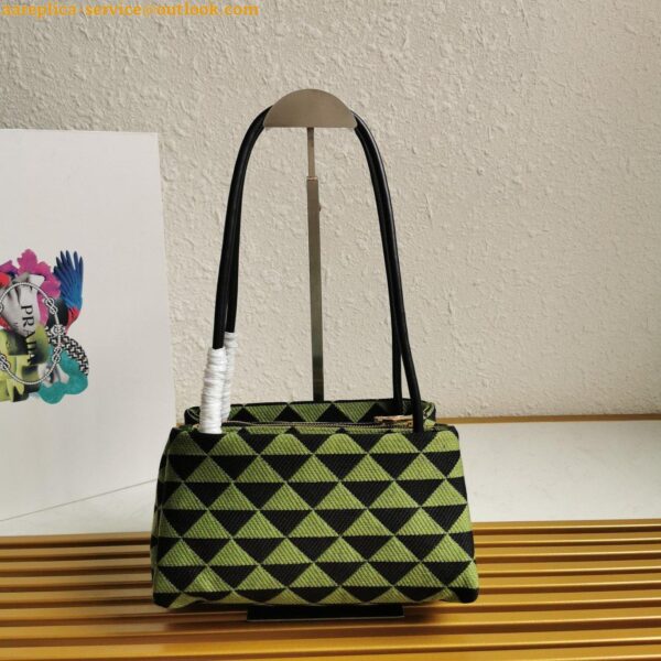 Replica Prada Supernova Small Shoulder Bag In Black/Green Fabric 6