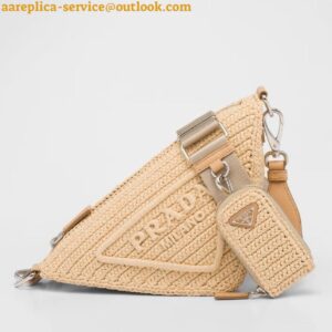 Replica Prada Triangle Crochet Bag in Beige Raffia-effect Yarn 2