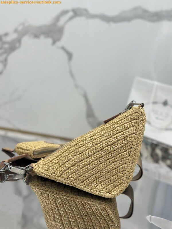 Replica Prada Triangle Crochet Bag in Beige Raffia-effect Yarn 5