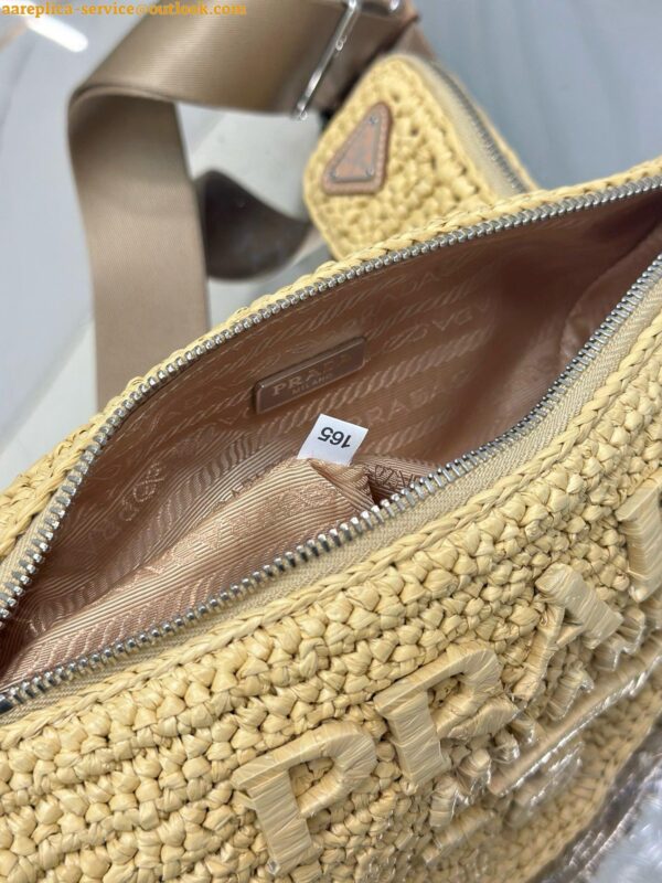 Replica Prada Triangle Crochet Bag in Beige Raffia-effect Yarn 7