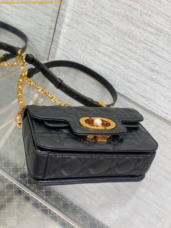 Replica Dior Mini Jolie Top Handle Bag in Black Cannage Calfskin 4