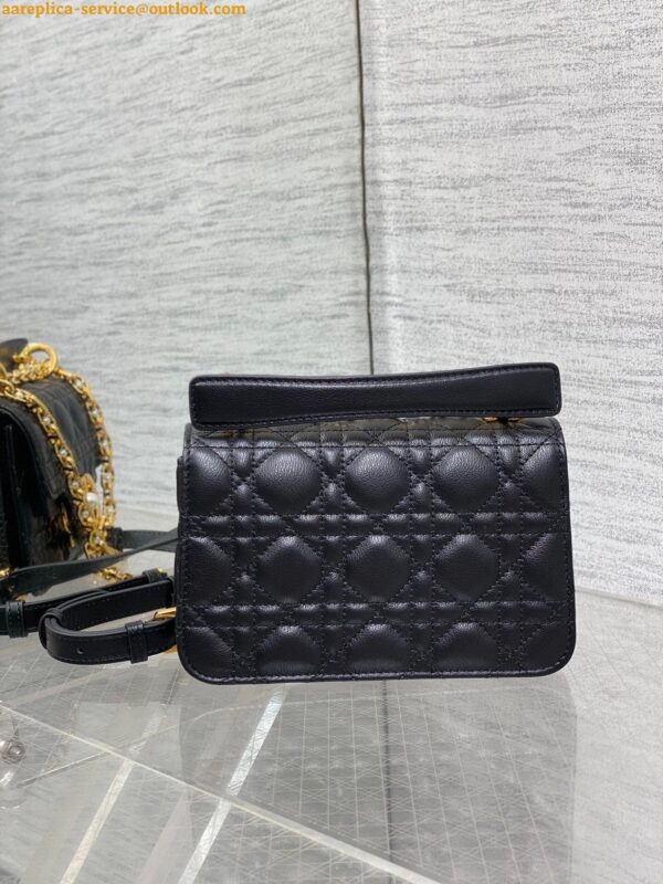 Replica Dior Mini Jolie Top Handle Bag in Black Cannage Calfskin 7