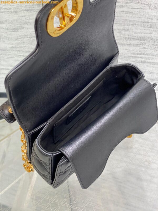 Replica Dior Mini Jolie Top Handle Bag in Black Cannage Calfskin 11