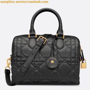 Replica Dior Groove 25 Bag in Black Macrocannage Calfskin