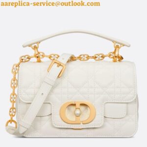 Replica Dior Mini Jolie Top Handle Bag in White Cannage Calfskin 2