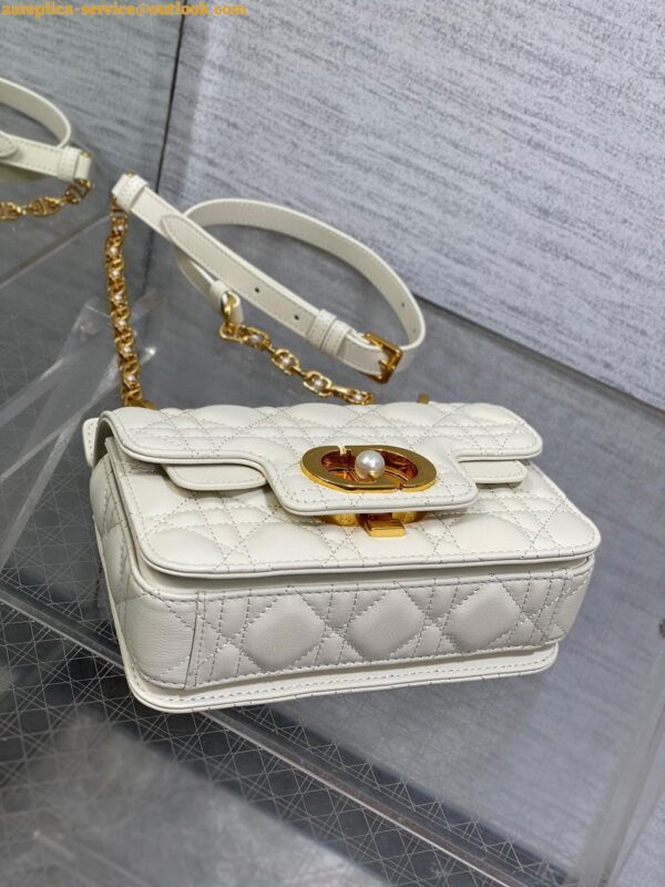 Replica Dior Mini Jolie Top Handle Bag in White Cannage Calfskin 5