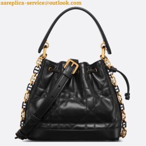 Replica Dior Small Jolie Bucket Bag in Black Macrocannage Lambskin