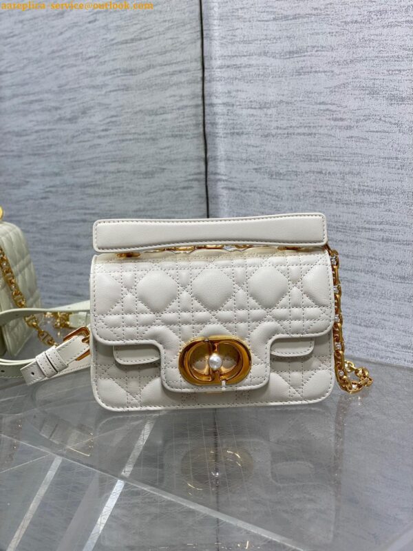 Replica Dior Mini Jolie Top Handle Bag in White Cannage Calfskin 12