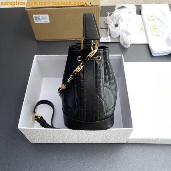 Replica Dior Small Jolie Bucket Bag in Black Macrocannage Lambskin 6