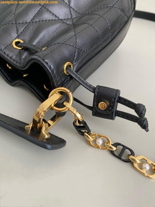 Replica Dior Small Jolie Bucket Bag in Black Macrocannage Lambskin 7