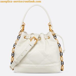 Replica Dior Small Jolie Bucket Bag in White Macrocannage Lambskin 2