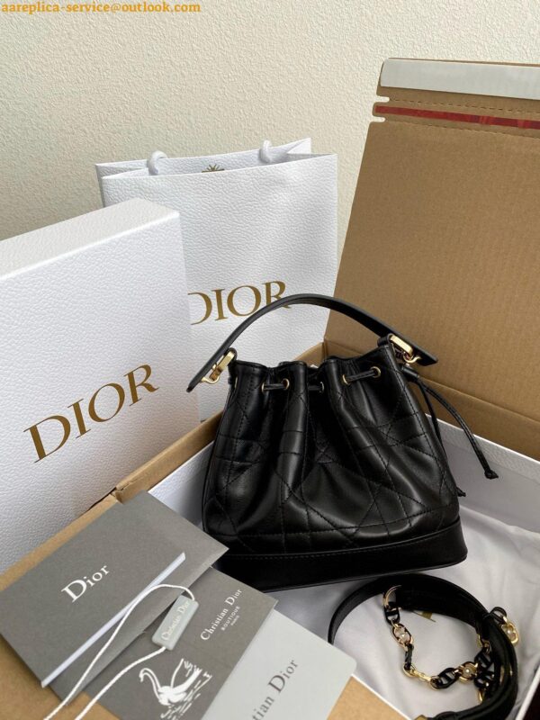 Replica Dior Small Jolie Bucket Bag in Black Macrocannage Lambskin 12