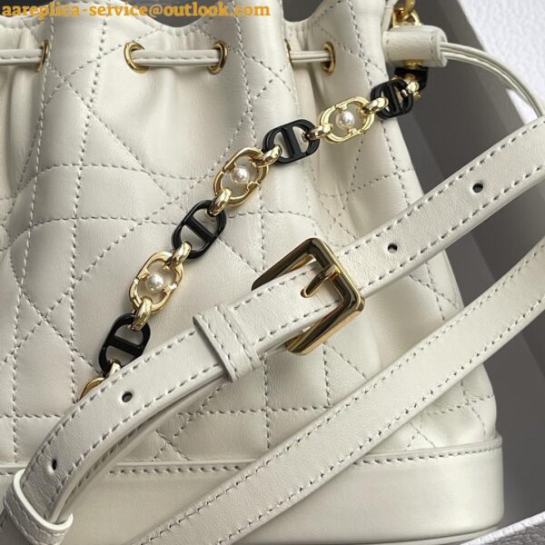 Replica Dior Small Jolie Bucket Bag in White Macrocannage Lambskin 4