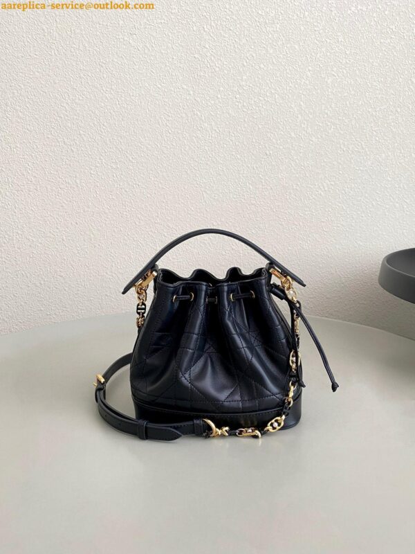 Replica Dior Small Jolie Bucket Bag in Black Macrocannage Lambskin 13