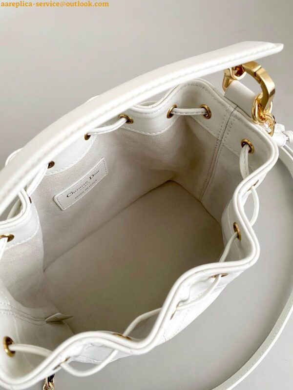 Replica Dior Small Jolie Bucket Bag in White Macrocannage Lambskin 9