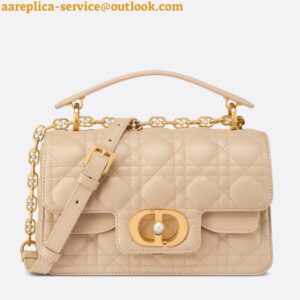 Replica Dior Small Jolie Top Handle Bag in Beige Cannage Calfskin 2