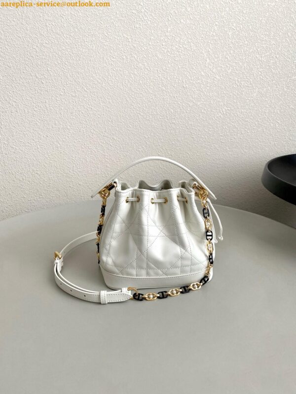 Replica Dior Small Jolie Bucket Bag in White Macrocannage Lambskin 12