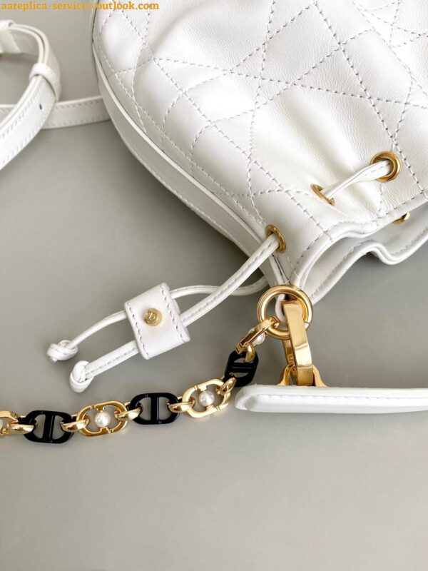 Replica Dior Small Jolie Bucket Bag in White Macrocannage Lambskin 14