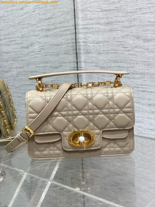 Replica Dior Small Jolie Top Handle Bag in Beige Cannage Calfskin 12