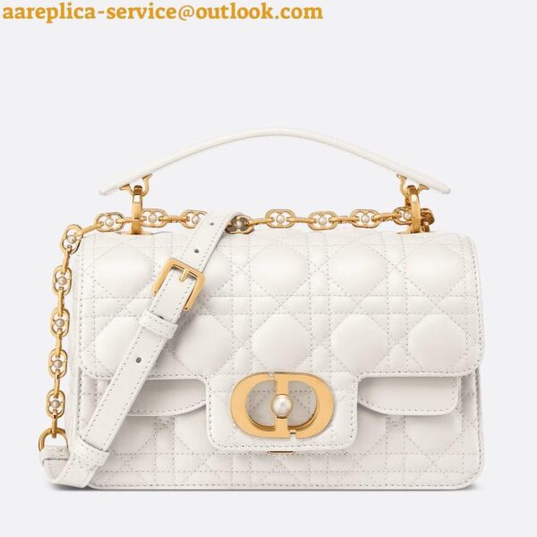 Replica Dior Small Jolie Top Handle Bag in White Cannage Calfskin