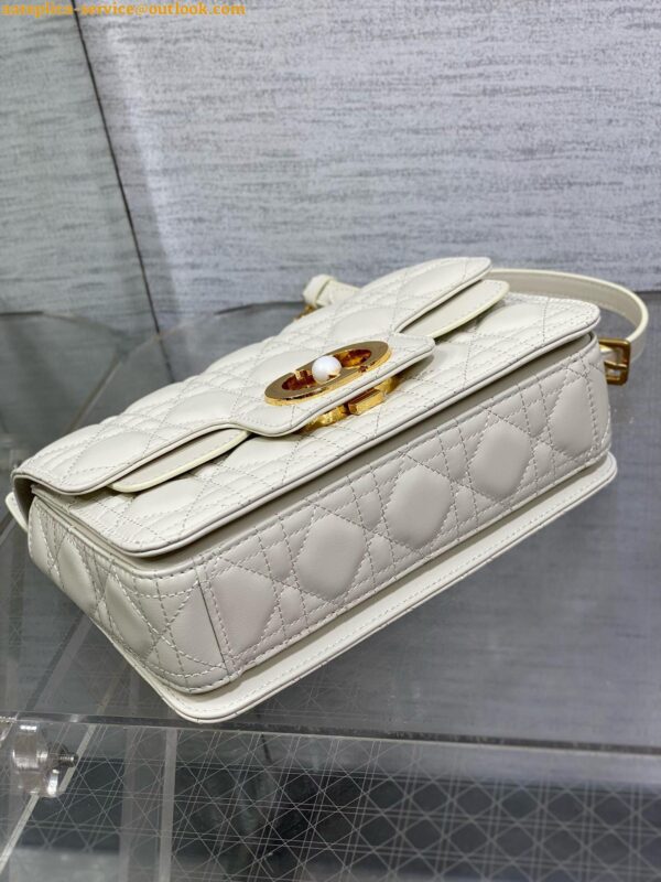 Replica Dior Small Jolie Top Handle Bag in White Cannage Calfskin 6