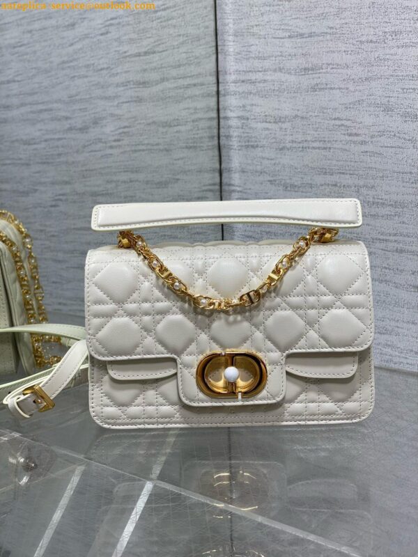 Replica Dior Small Jolie Top Handle Bag in White Cannage Calfskin 8