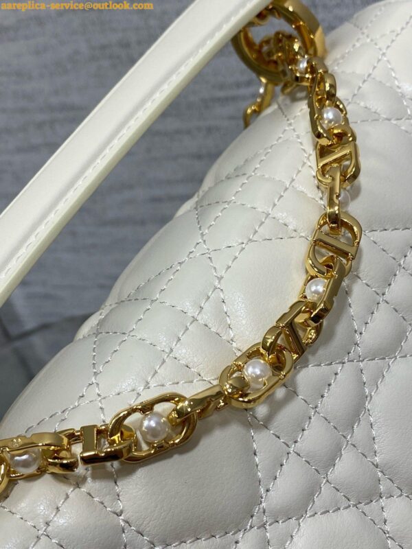 Replica Dior Small Jolie Top Handle Bag in White Cannage Calfskin 11