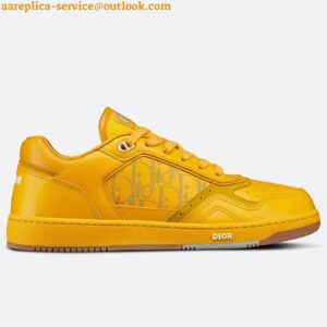 Replica Dior Men's B27 World Tour Sneakers In Yellow Leather