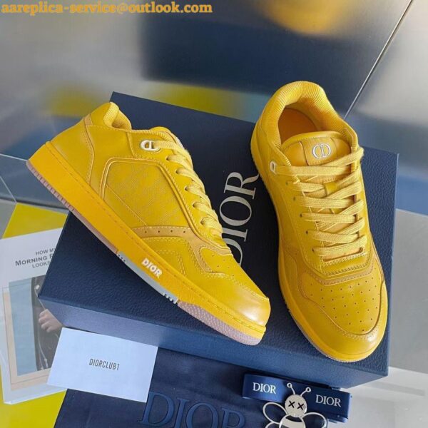 Replica Dior Men's B27 World Tour Sneakers In Yellow Leather 5