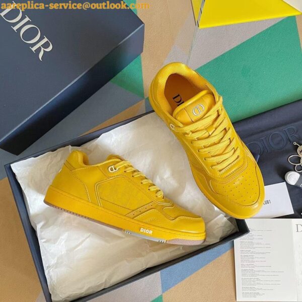 Replica Dior Men's B27 World Tour Sneakers In Yellow Leather 6