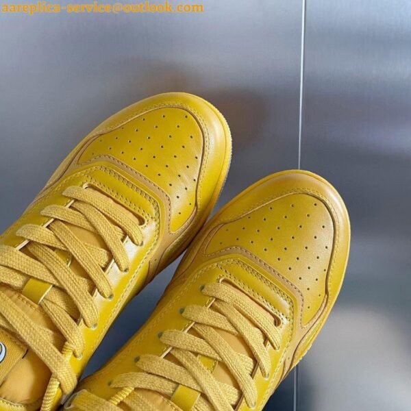 Replica Dior Men's B27 World Tour Sneakers In Yellow Leather 7