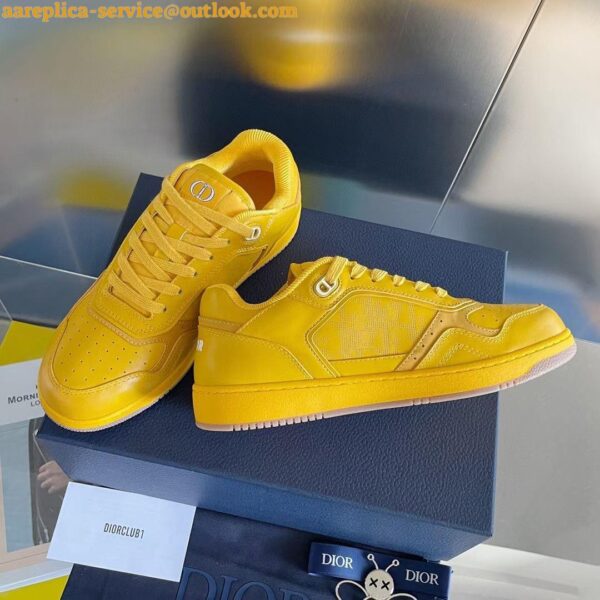 Replica Dior Men's B27 World Tour Sneakers In Yellow Leather 9