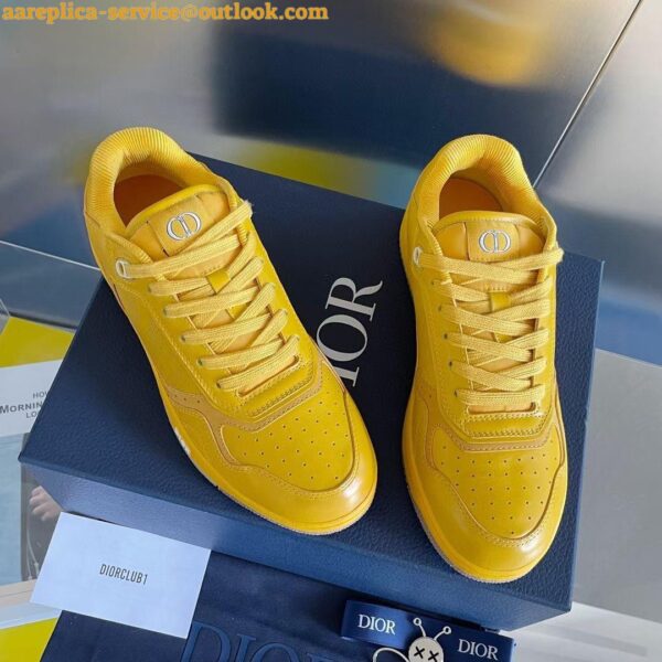 Replica Dior Men's B27 World Tour Sneakers In Yellow Leather 10