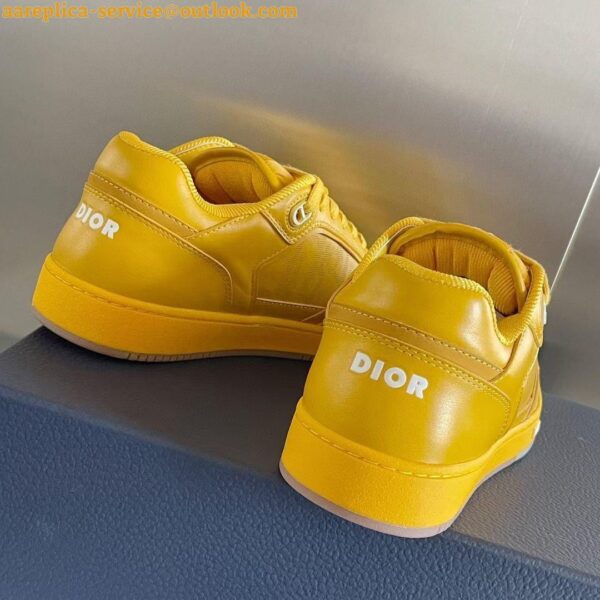 Replica Dior Men's B27 World Tour Sneakers In Yellow Leather 11