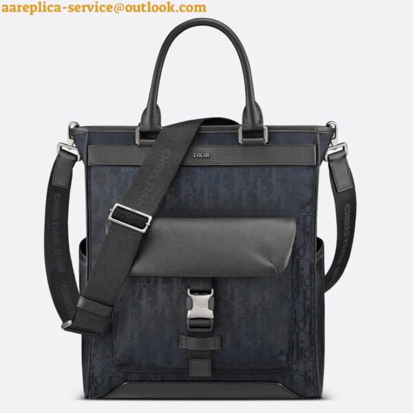 Replica Dior Explorer Tote Bag In Black Dior Oblique Mirage Technical Fabric 5