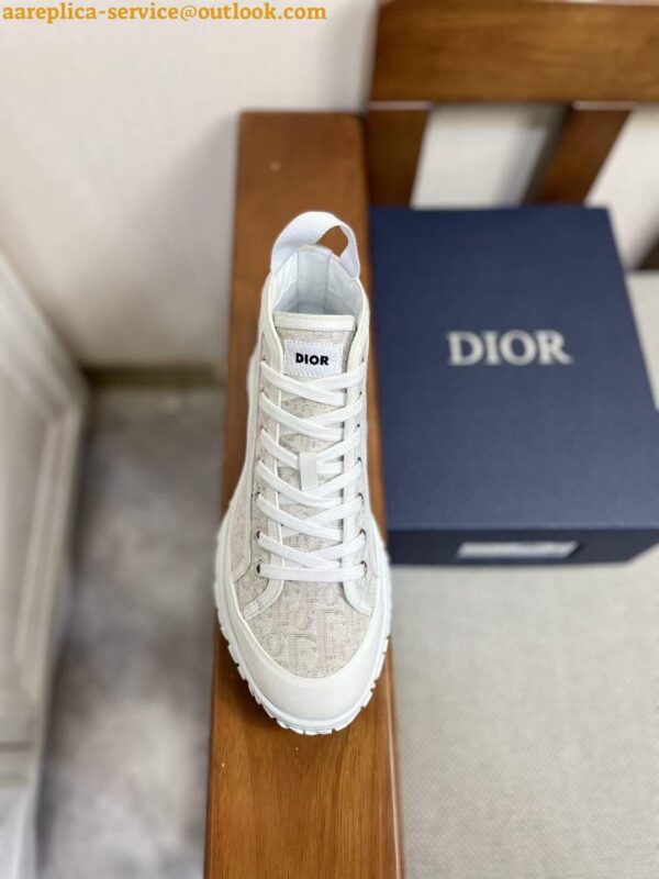 Replica Dior Men's B28 High-top Sneakers In White Oblique Jacquard 7