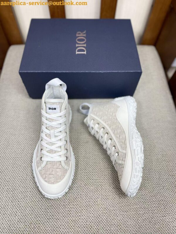 Replica Dior Men's B28 High-top Sneakers In White Oblique Jacquard 8