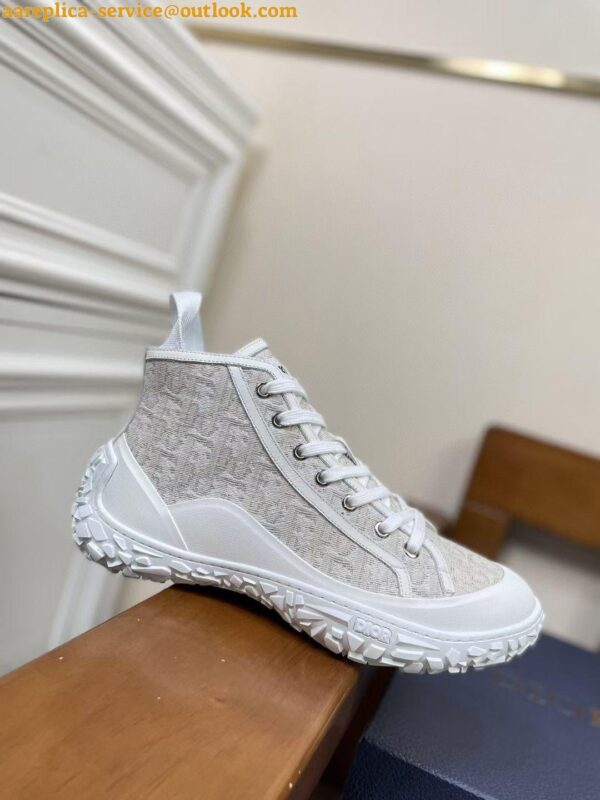 Replica Dior Men's B28 High-top Sneakers In White Oblique Jacquard 13