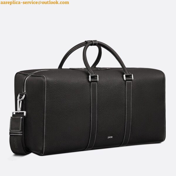 Replica Dior Lingot 50 Duffle Bag In Black Grained Calfskin 3