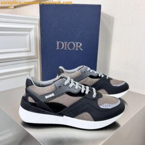 Replica Dior Men's B29 Sneakers In Gray Mesh and Black Suede 2