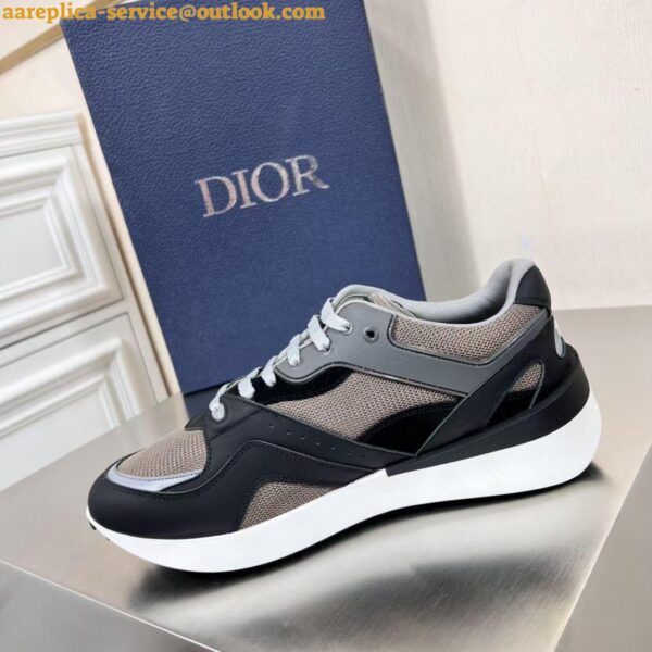 Replica Dior Men's B29 Sneakers In Gray Mesh and Black Suede 5