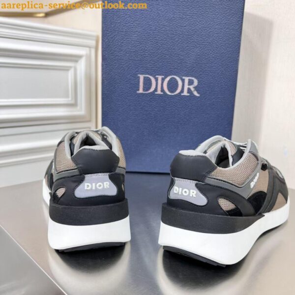 Replica Dior Men's B29 Sneakers In Gray Mesh and Black Suede 7