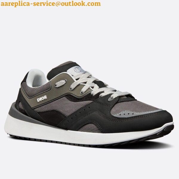 Replica Dior Men's B29 Sneakers In Gray Mesh and Black Suede 8